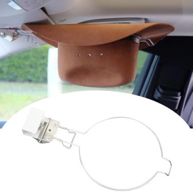 Imagem de Suporte de chapéu de viseira de carro para chapéus de cowboy e bonés de beisebol – Organizador universal de suporte de chapéu com viseira de sol – Suporte de ferro resistente para carros, caminhões