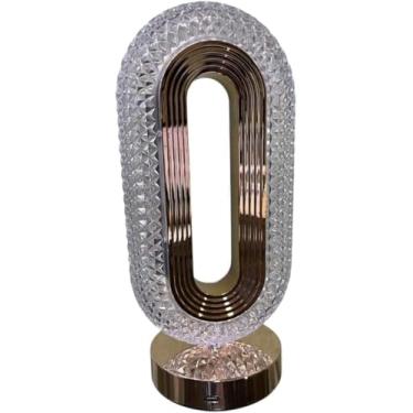 Imagem de Luminária Abajur de LED Oval com Textura de Cristal, 3 Tons de Luz, USB Recarregável, Elegante Luxuosa Acessório Decorativo para Rack med 26x13cm