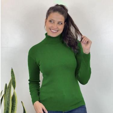 Imagem de Blusa De Frio Cacharrel Feminina Gola Alta Tricot - oem, Verde bandeir