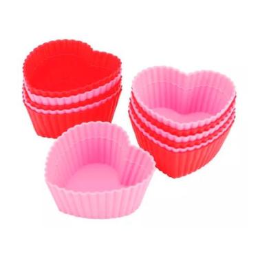 Imagem de Kit Formas De Cupcake Coração Silicone Cores Sortidas 7cm - Aliança