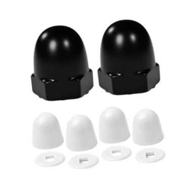 Imagem de Ｂｅｓｇａ Tampas de parafuso de vaso sanitário elegantes e práticas, 2 tampas de cerâmica, lindas e resistentes, decoração para banheiro, Conjunto Preto E Branco