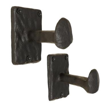 Imagem de Rustic State Ganchos de ferro fundido Motris para pendurar na parede bolsa de toalha cabide multiuso para entrada ferrovia Spike Rack preto conjunto de 2