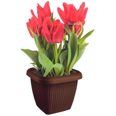 Imagem de Vaso Quadrado Para Plantas 9,6L em Polipropileno (Marrom)