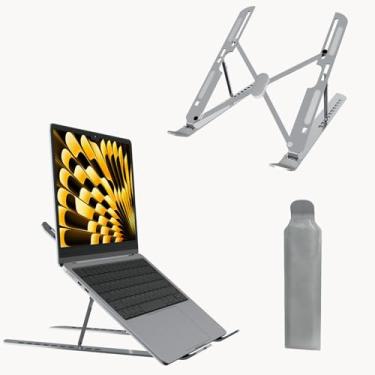Imagem de Suporte de laptop para mesa ajustável de 10 níveis para laptop, ventilado, dissipação de calor, suporte portátil dobrável compatível com MacBook Air Pro, HP Dell, Lenovo iPad Tablet acessório (8-16