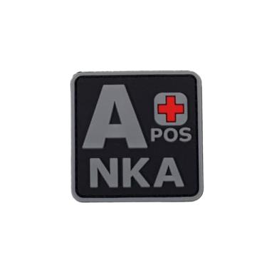 Imagem de Ruoming 1 peça de adesivos táticos de tipo sanguíneo, 5 x 5 cm, PVC 3D, fecho de gancho (cinza A+)