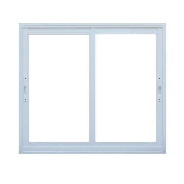 Imagem de Janela Correr 2 Folhas Vidro 150cm x 100cm Vidro de Segurança 6cm Fábrica do Alumínio Branco