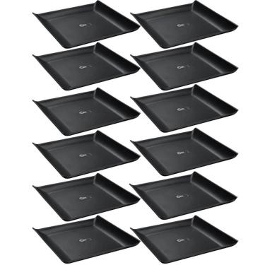 Imagem de 12 Bandejas Pretas para Sushi 20,6cm Cosy Prato Quadrado para Petiscos Sashimi