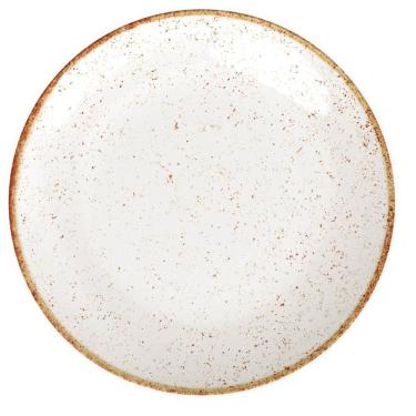 Imagem de Jogo 12 Pratos Rústicos Tramontina Rasos Marrom em Porcelana 28cm Decorado