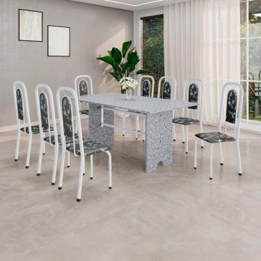 Imagem de Conjunto para Sala de Jantar com 8 Cadeiras Lara Preto / Branco / Cinza