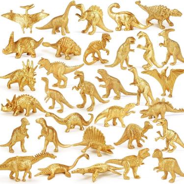 Imagem de Mini bonecos de dinossauro AugToy Gold Plastic 48 unidades para crianças com mais de 2 anos