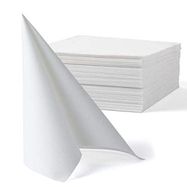 Imagem de Toalha descartável para hóspedes, Morgiana pacote com 50 toalhas de mão de papel guardanapos, macias e absorventes, guardanapo para jantar, cozinha, banheiro, festas, casamentos, Branco