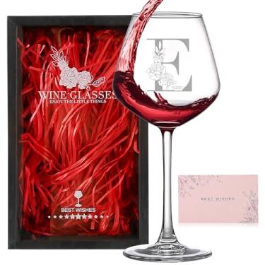 Imagem de Presentes personalizados para mulheres, monograma A-Z taça de vinho presente personalizado, presentes exclusivos de aniversário de aniversário de Natal para mulheres, sua mãe, esposa, amiga, irmã