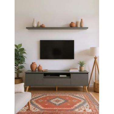 Imagem de Rack para TV com Prateleira 180cm Retro Mdf Dallas - On Móveis, Verde