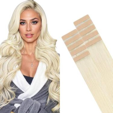 Imagem de Fita adesiva em extensões de cabelo HOTBANANA 22 cm 10 unidades, loira marfim