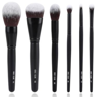 Imagem de Conjunto de pincéis de maquiagem sintéticos premium, 6 peças, para base em pó, contorno, blush, sombra, corretivo, sem crueldade