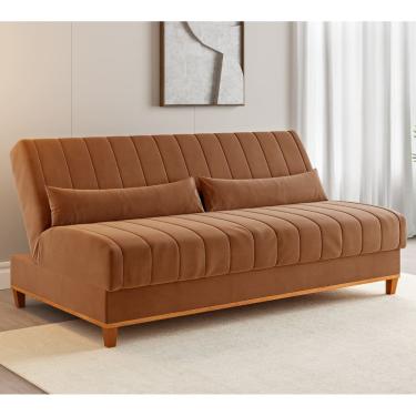 Imagem de Sofa Cama Veneza 1,80 Reclinável 3 Lugares Veludo Terracota