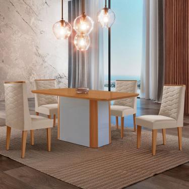 Imagem de Mesa de Jantar Isadora 120cm Tampo MDF Laminado com 4 Cadeiras Safira