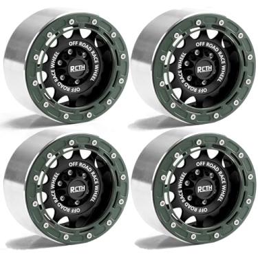 Imagem de Aros de roda Beadlock de 6,6 cm, 4 peças para corrida off-road RC em escala, uso para pneus OD 135 mm, roda de aço estampada com hexágonos de 17 mm/12 mm compatível com MJX H8H MK07 KM4 4082/83 1/7 1