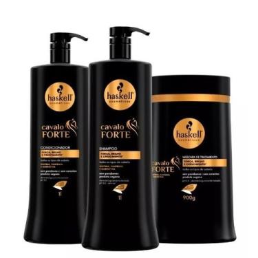 Imagem de Kit haskell cavalo forte sh cond masc 1 lt / 900g tratamento salão