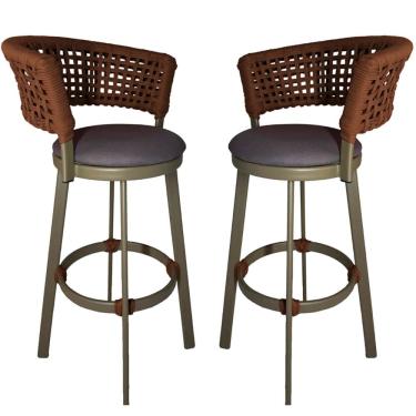 Imagem de Imagem  2 Banqueta Somália em Alumínio e Corda Náutica Jardim