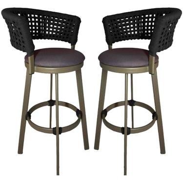 Imagem de Imagem  2 Banqueta Somália em Alumínio e Corda Náutica Jardim