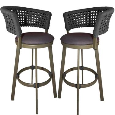 Imagem de Imagem  2 Banqueta Somália em Alumínio e Corda Náutica Jardim