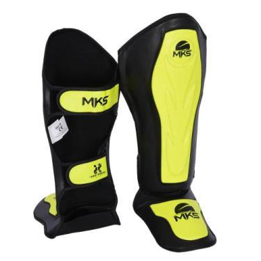 Imagem de Caneleira MKS Contender Neo em PU, Preto, Amarelo, G