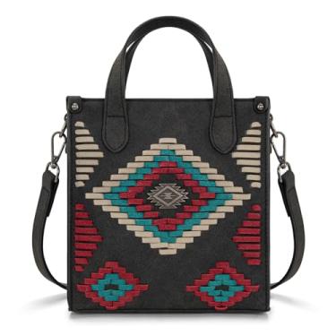 Imagem de Montana West Bolsa tiracolo feminina ocidental pequena bolsa tiracolo feminina com alça superior de designer, Asteca - preta, Small