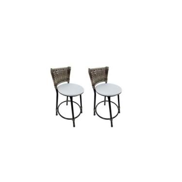 Imagem de Kit 2 banqueta baixa junco cozinha gourmet bancada americana - FortMix