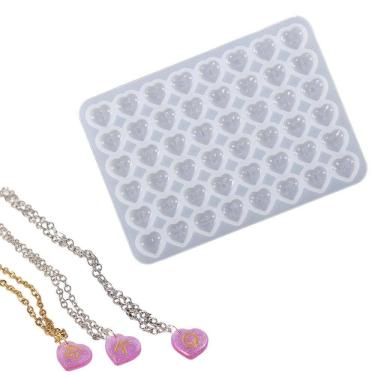 Imagem de Molde Silicone Brincos Joias Resina Pingente Coraçao Letras