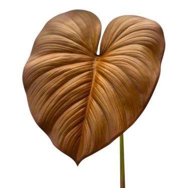 Imagem de Haste de Folha de Filodendro Toque Real Silicone Grande Artificial 70cm (Marrom-claro)