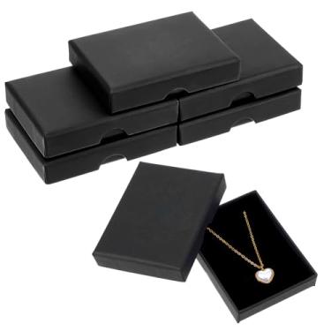 Imagem de 5 peças pequenas caixas de presente de papelão preto pequenas caixas de presente com tampas para presentes 7 x 9 x 1,6 cm caixa de armazenamento quadrada vazia preenchida com algodão para colar