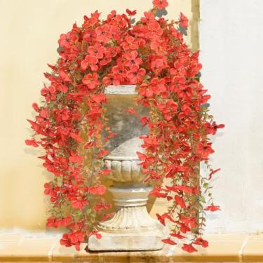 Imagem de Lotus Hills Flores de outono artificiais para decoração, 4 peças de mães falsas para plantadores ao ar livre, decoração de varanda de outono resistente a UV, mães falsas para quintal, pátio, gramado
