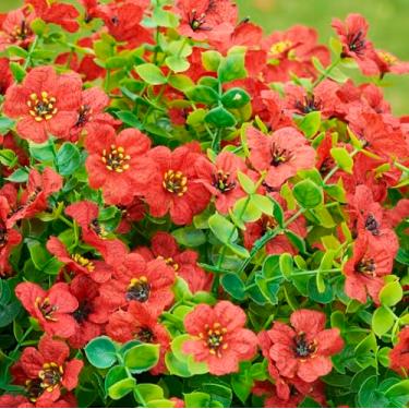 Imagem de SHUERIET 12 pacotes de margaridas falsas externas arbustos de plástico decoração de outono casa casa jardim chá de panela floral (vermelho)