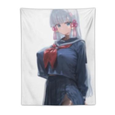 Imagem de LIEGBMEU Tapeçaria sexy de anime menina 76 x 101 cm arte de colcha de parede decoração de tapeçaria caprichosa AE13