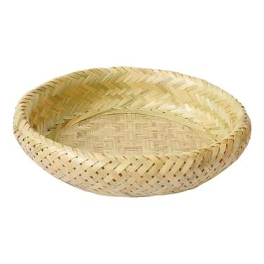 Imagem de Generic Bandeja de bambu para servir, cesta, acessórios decorativos para artesanato, bandeja circular, prato trançado para café da manhã, lanche, sala de, Grande