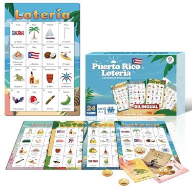 Imagem de EDUMAETRIX Puerto Rico Loteria Bingo Board Game, Bilingual English Spanish, 24 Game Sheets with 4 Designs, Learning Game for Classroom, Parties & Family