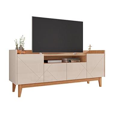 Imagem de Rack Sala Adria para Tv até 60 Polegadas c/Pés de Madeira Off White/noce