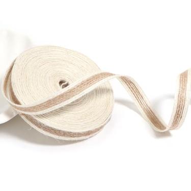 Imagem de Loomesh Fita de serapilheira para artesanato, juta rústica natural bege fita de linha branca para casa ao ar livre, guirlanda de árvore, guirlanda de casamento, frasco de pedreiro, decoração de
