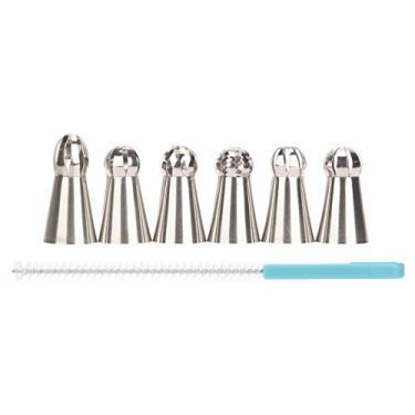 Imagem de Conjunto profissional de 7 pontas de tubulação russas com pincel - Bocais de decoração de flores de aço inoxidável para bolo