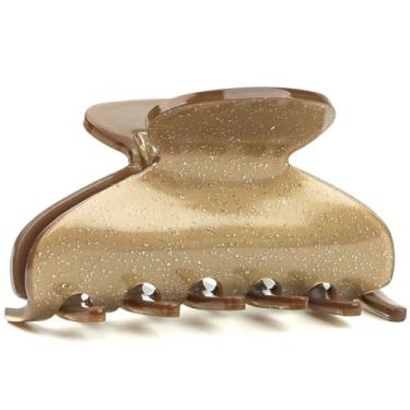 Imagem de MAORULU Grampos de garra de acetato médios fofos para mulheres e meninas, clipes de garra com glitter de 7 cm para cabelos finos e médios grossos, clipe de banana francesa durável com caixa de