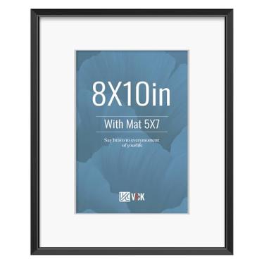 Imagem de VCK Moldura preta de alumínio 20 x 25 cm com vidro transparente, exibe fotos 12 x 17 com tapete ou 20 x 25 sem decoração de mesa ou parede para sala de estar, escritório