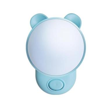 Imagem de Luminária Abajur LED Luz Noturna Tomada Urso Azul 1w Bivolt, luminária