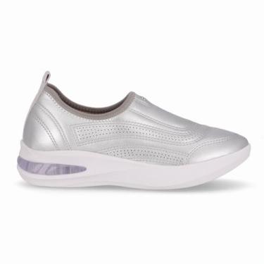 Imagem de Tênis SoftStep Anabela Médio Prata com Cinza - PICCADILLY, 36
