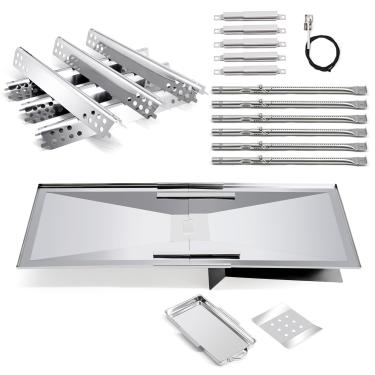 Imagem de Adviace Peças de reposição para churrasqueira a gás Charbroil 463240115 com 6 queimadores, bandeja de graxa e queimador, ignição e escudo térmico e tubos de transporte para churrasqueira Char-Broil