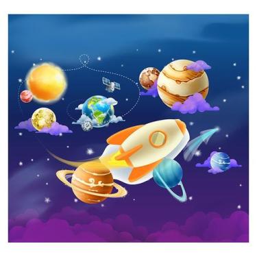Imagem de Papel de Parede Adesivo Infantil Espaço Foguete Bebe Quarto - 515pcp -