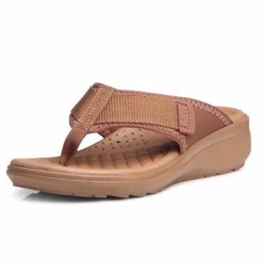 Imagem de Chinelo Anabela Baixo Feminino Pegada Tecido Conforto 232751