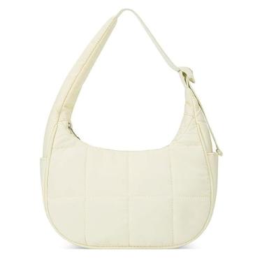 Imagem de Gets Bolsa de ombro de nylon para mulheres, bolsa pequena acolchoada, bolsa leve para viagem / fitness, Bege 1