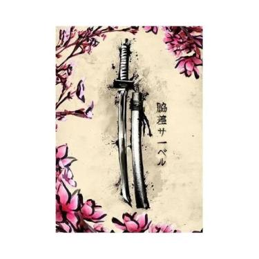 Imagem de Pôsteres De Arte De Parede De Samurai Japonês Moderno, Preto E Branco,