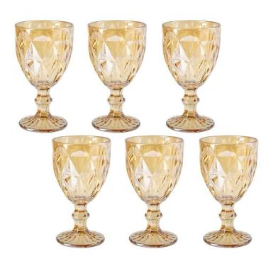 Imagem de Conjunto de Taças Água Diamante Amber Metalizada 330ml 6pçs - Class Ho